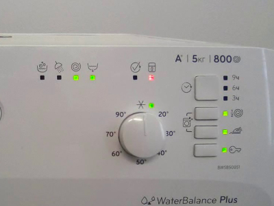 Какие поломки приводят к миганию всех индикаторов на стиральной машине Indesit IWSB 5085